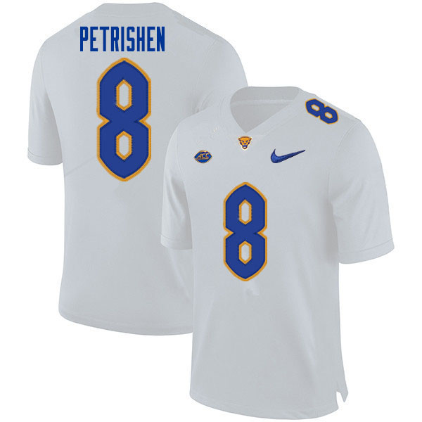 Men #8 John Petrishen Pitt Panthers College Football Jerseys Sale-White